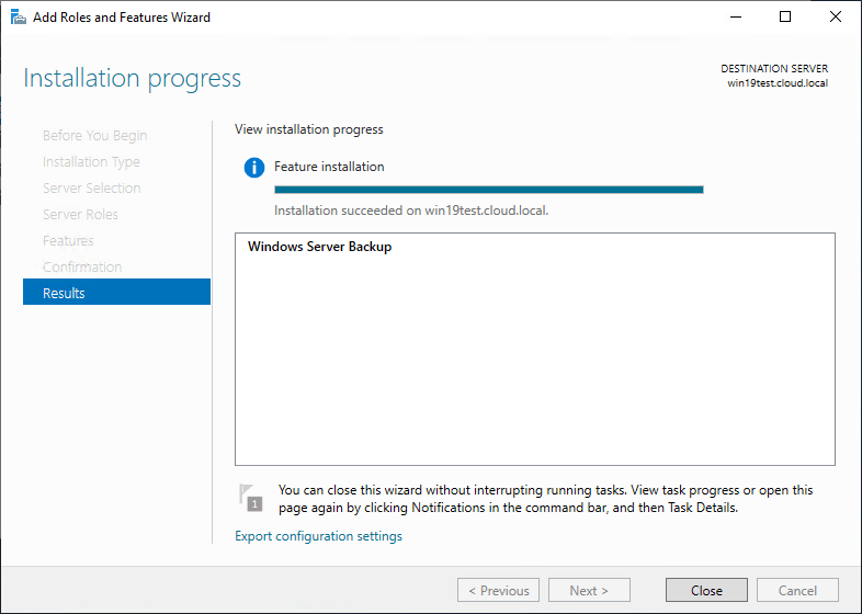 Windows Server Backup feature