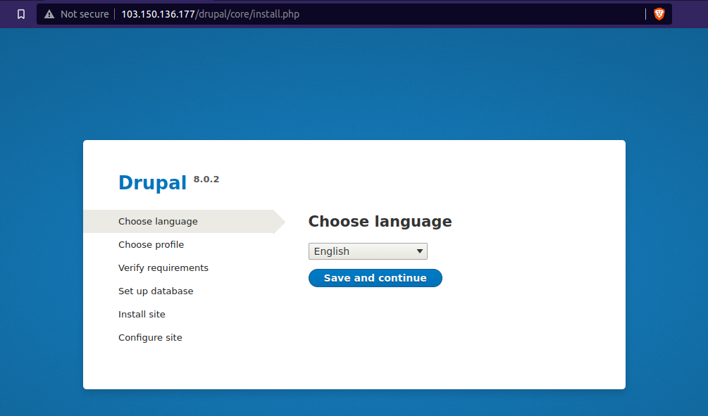 select language to Install Drupal on CentOS 