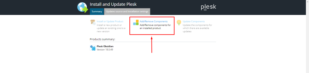 add components in Plesk