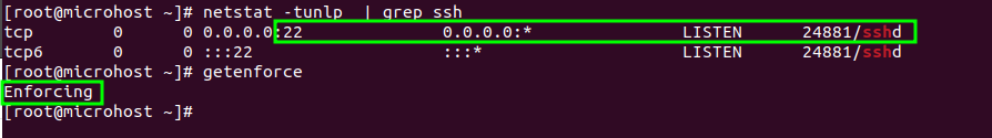 Default port of ssh and selinux policy