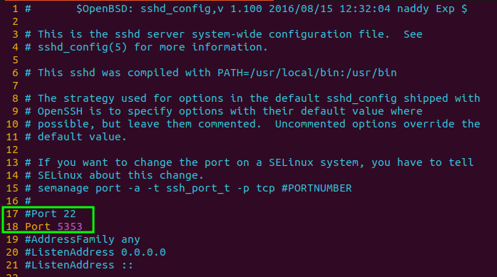 Configuration file of SSH