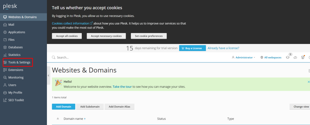 find my Apache version in Plesk