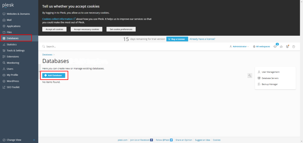 create a MySQL/MariaDB Database and Database User