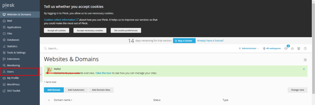 create a user role in Plesk