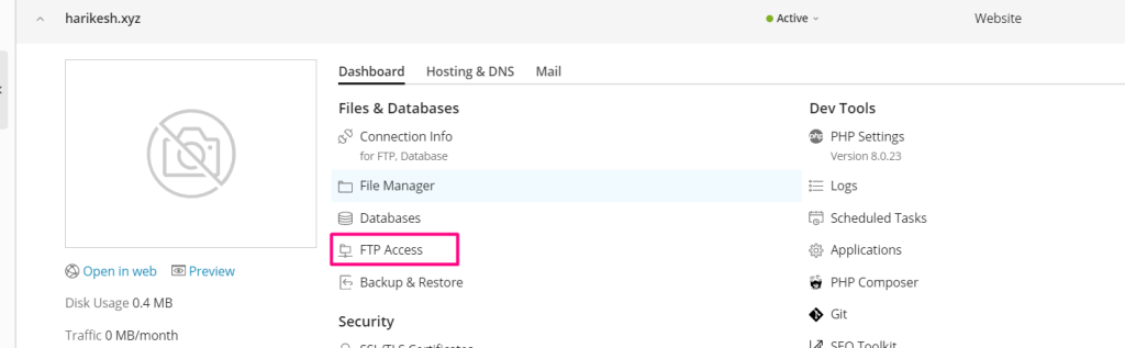 FTP Access.