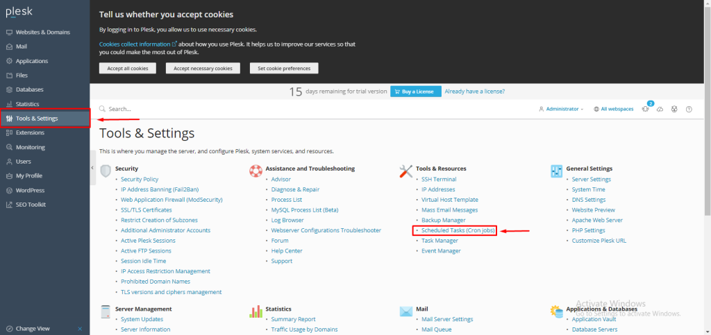 How to setup scheduled tasks in Plesk