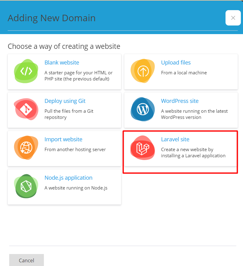 create laravel site