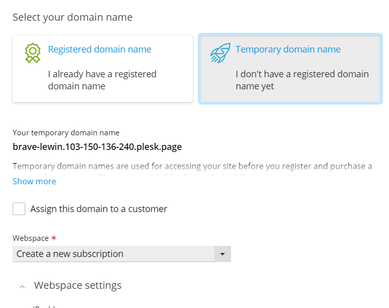 temporary domain