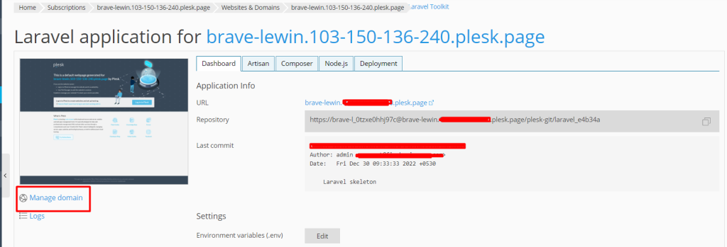 manage laravel site