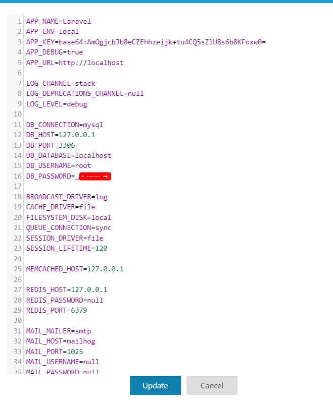 configuration for laravel