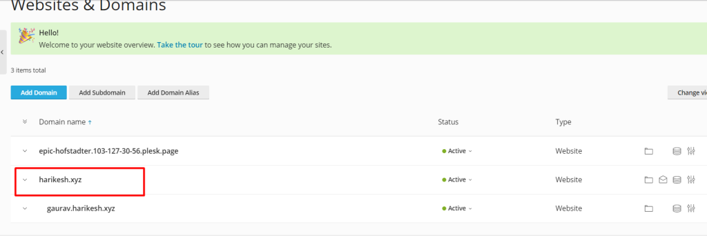 added domain page