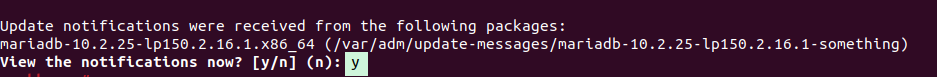 View the message from Mariadb package