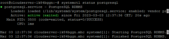 PostgreSQL status