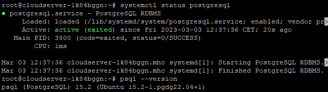 PostgreSQL status