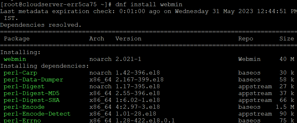 How to install Webmin on AlmaLinux 8