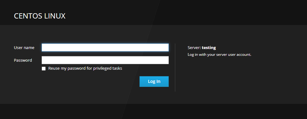 Login page of cockpit