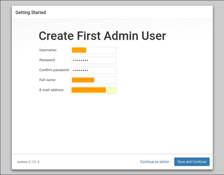 First Admin user created