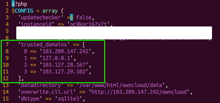 trusted sites of owncloud