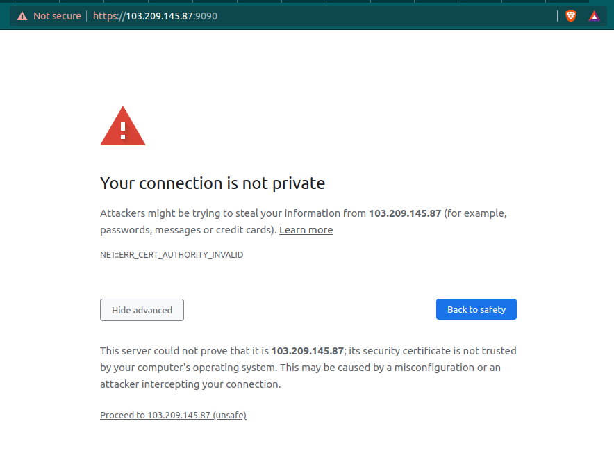 Warning page of domain