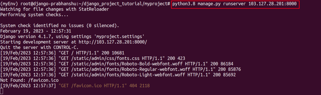 Running Django project after installing Django successfully
