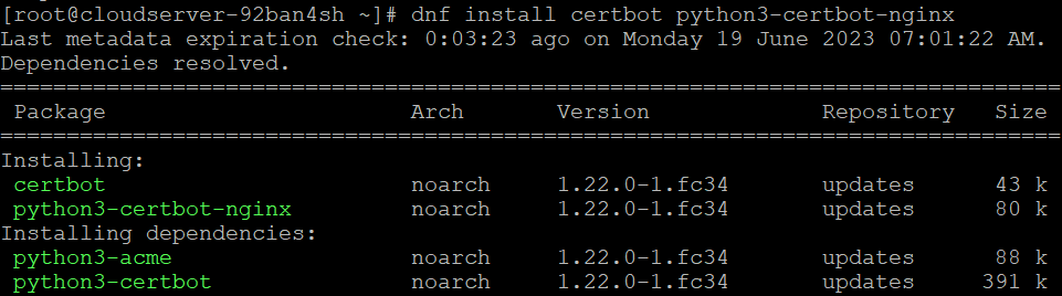 How to install Certbot on Fedora