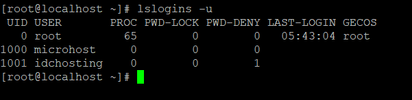 lslogins command