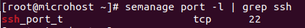 SSH port labeled in SELinux policy