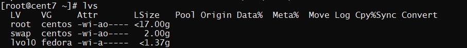 status of logical volume