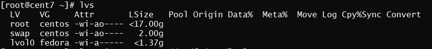 status of Logical volume
