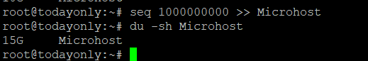 Make a Large File in Linux - command output 
