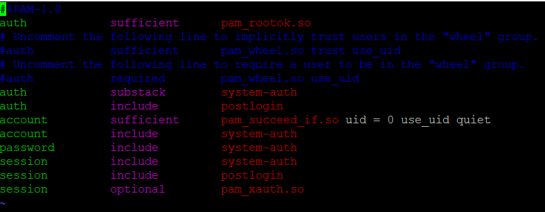 vim /etc/pam.d/su = file