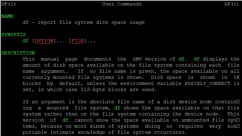 #man df command