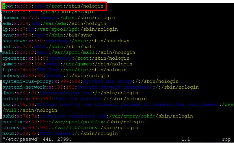check user with /etc/passwd command
