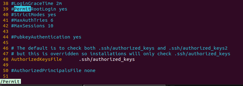 Search the keywork PermitRootLogin 