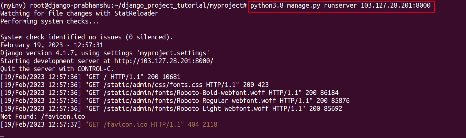 Running Django project after installing Django successfully