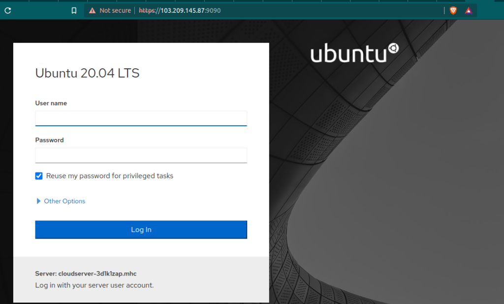 cockpit login page