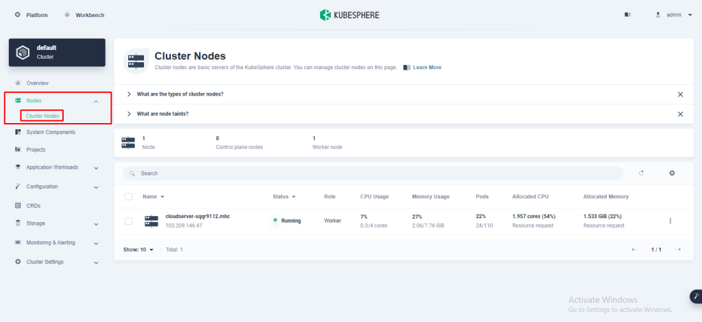 Cluster nodes