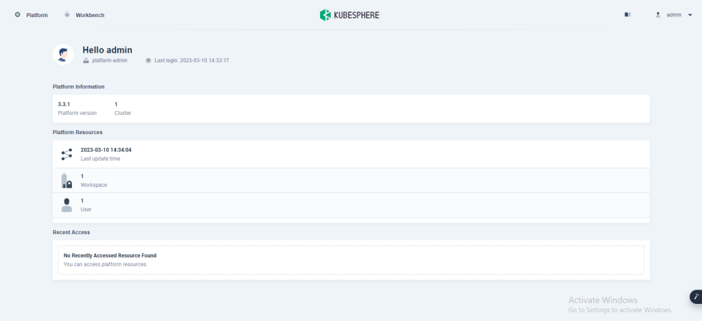 Admin page