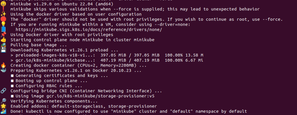 start the minikube with the docker driver