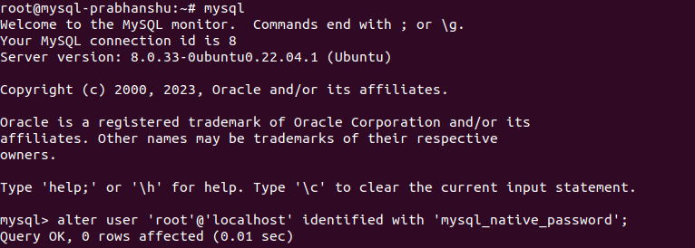 Change the identification of user root
