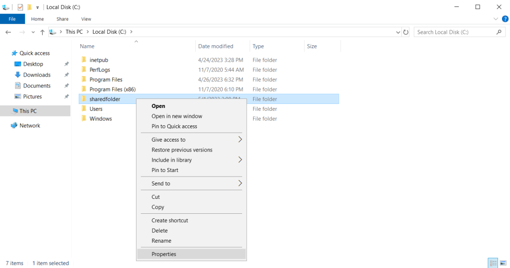 share a folder over network