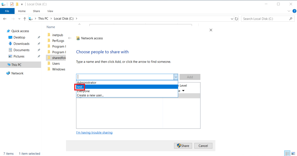 share a folder over network