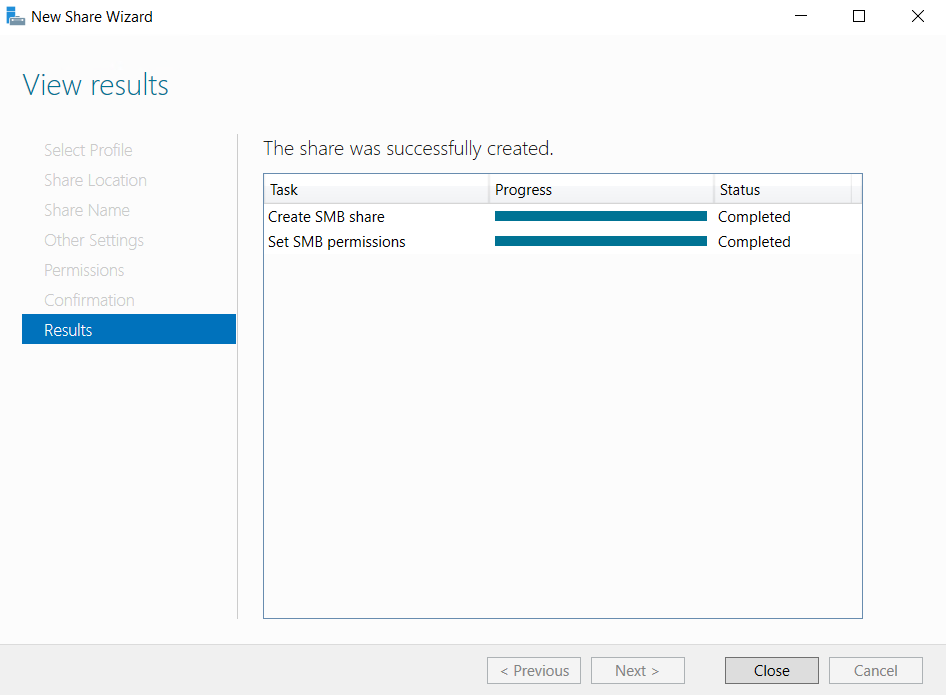 Share folder Server Manager