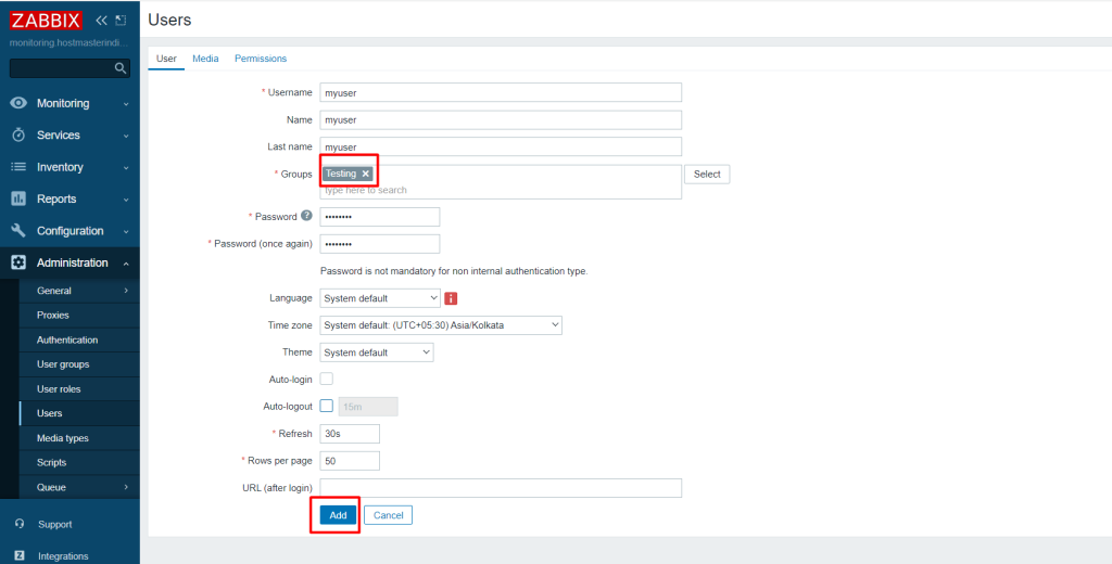 user parameters in Zabbix