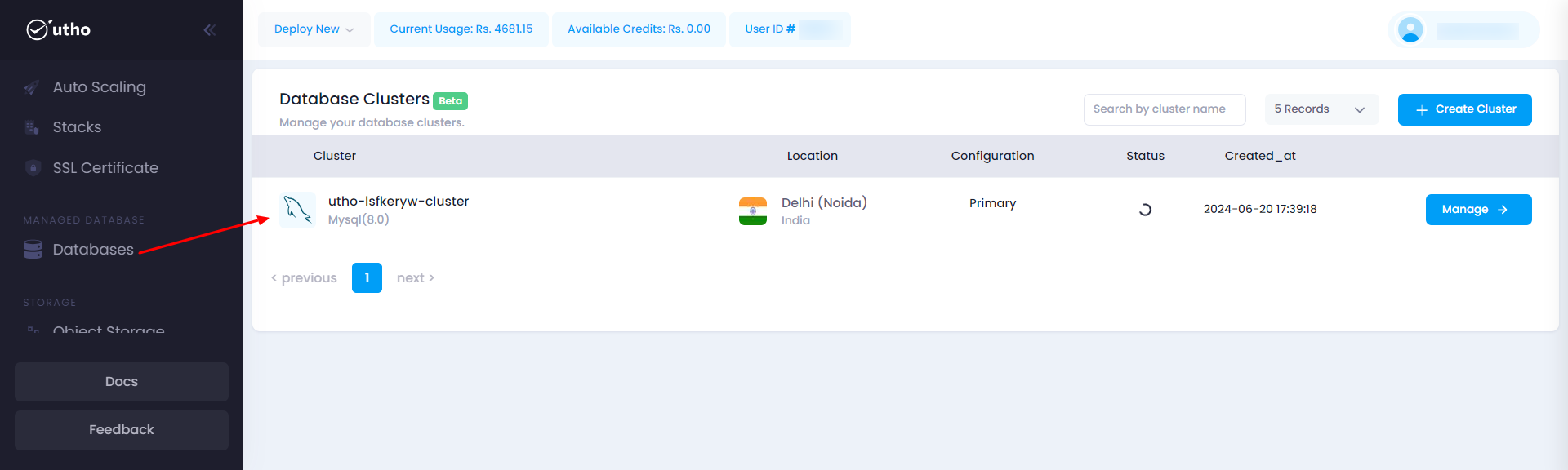 Utho-database-cluster-mysql