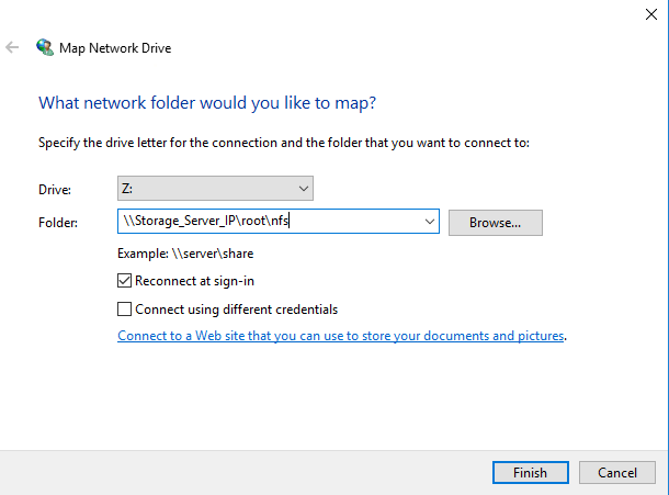 mount NFS persistently in Windows Server