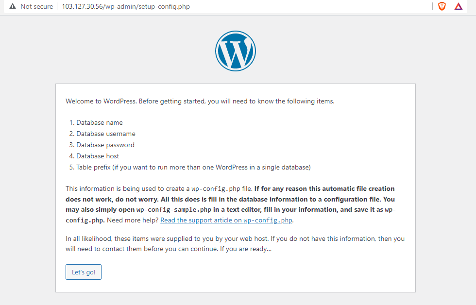 Browser page after hitting serverip