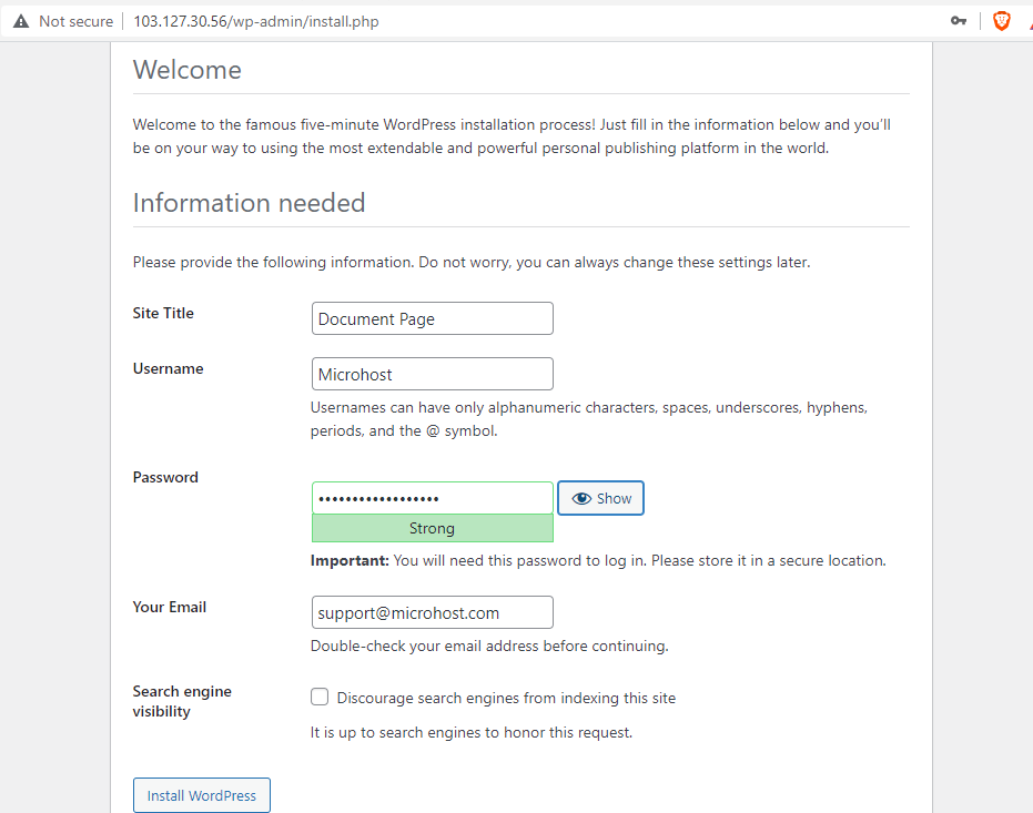 Enter the required configuration details here