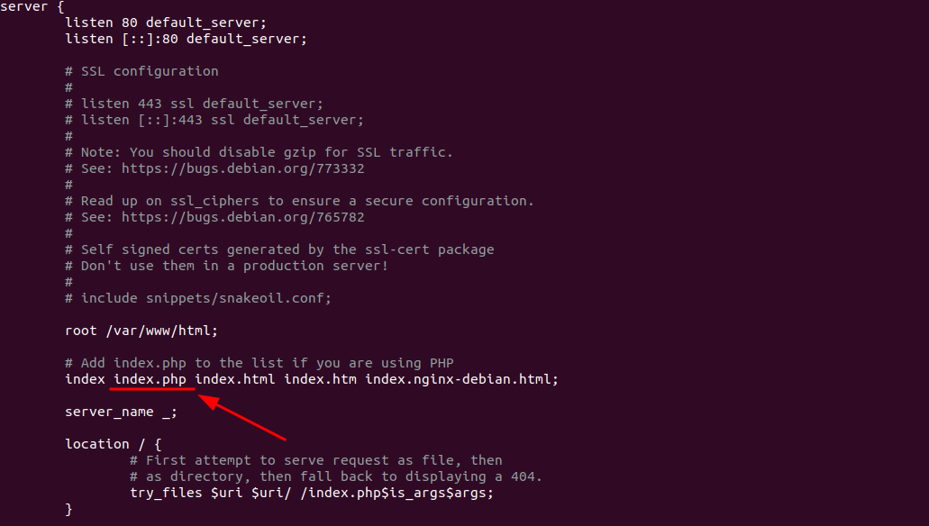 Make the index.php as first option
