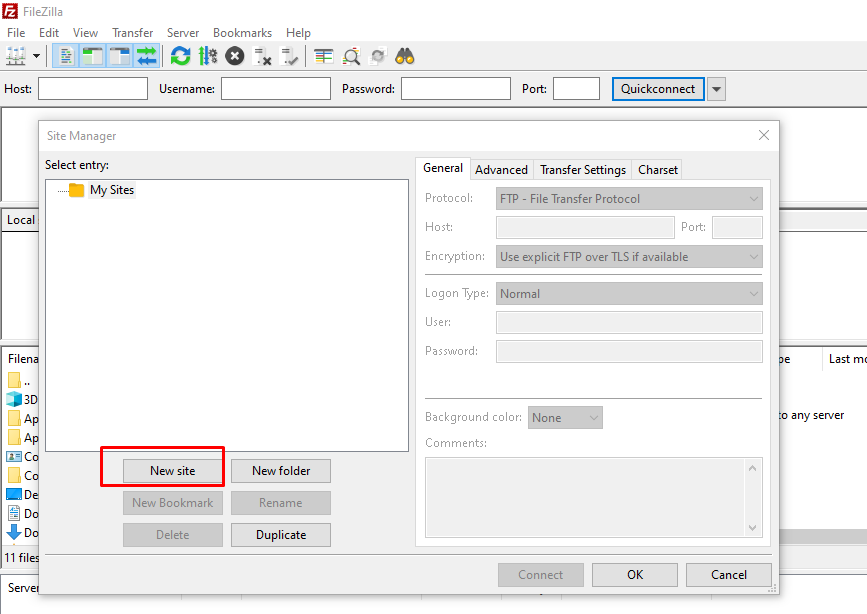 connect SFTP using Filezilla